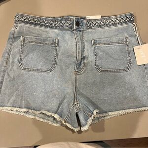 LC Lauren Conrad Light Blue Jean Shorts with Braided Detail